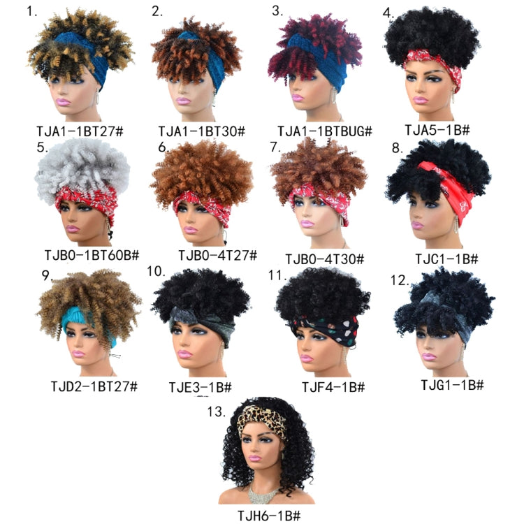 Headscarf Wig Black Gradient Small Curly Wig Explosive Headgear, 1.TJA1-1BT27#, 2.TJA1-1BT30#, 3.TJA1-1BTBUG#, 4.TJA5-1B#, 5.TJB0-1BT60B#, 6.TJB0-4T27#, 7.TJB0-4T30#, 8.TJC1-1B#, 9.TJD2-1BT27#, 10.TJE3-1B#, 11.TJF4-1B#, 12.TJG1-1B#, 13.TJH6-1B#