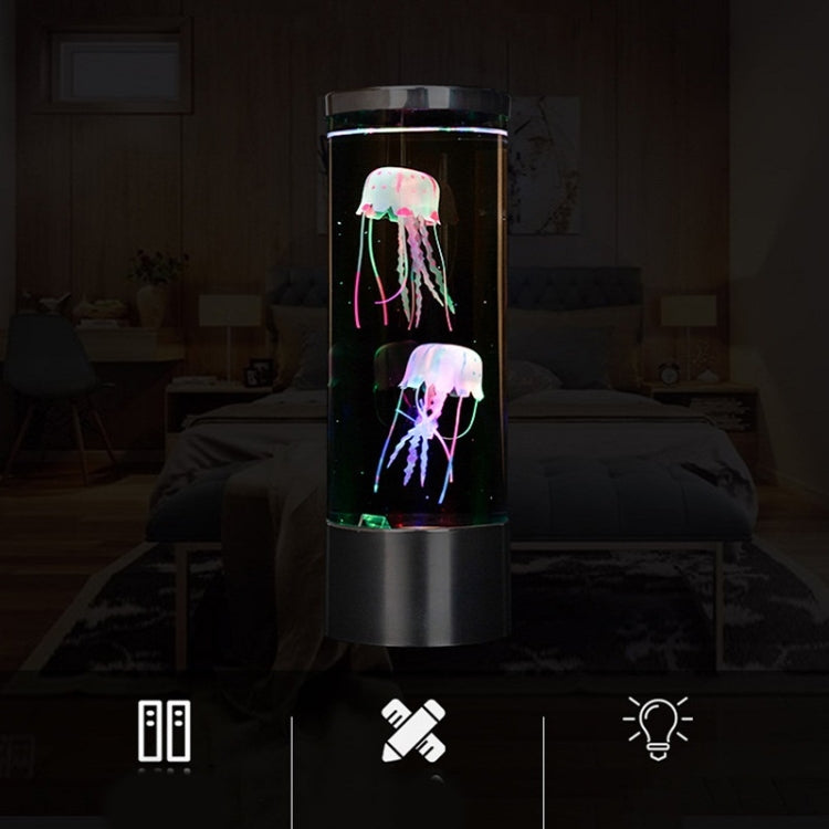 Cylindrical LED Simulation Jellyfish Light USB Powered Colorful Jellyfish Atmosphere Light, 10.5 x 10.5 x 29.4cm