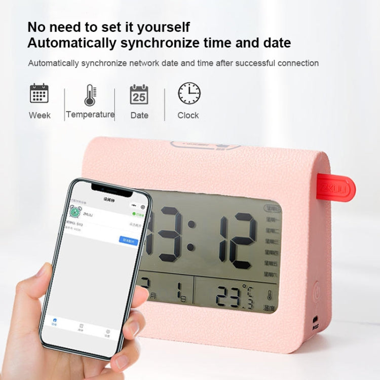 ZKLiLi Lazy Snooze Applet Alarm Clock Bedside Bluetooth Multifunctional Silent Digital Alarm Clock, Blue, Pink, Gray