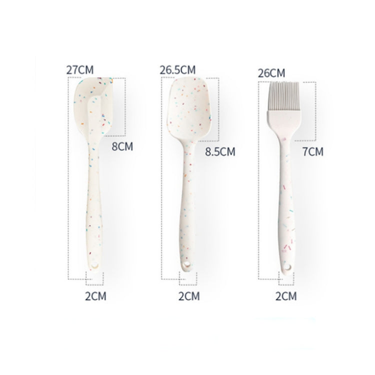 3 in 1 Kitchen Pancake DIY Baking Tools Set Color Grain Barbecue Brush + Butter Spatula + Spatula Set, White