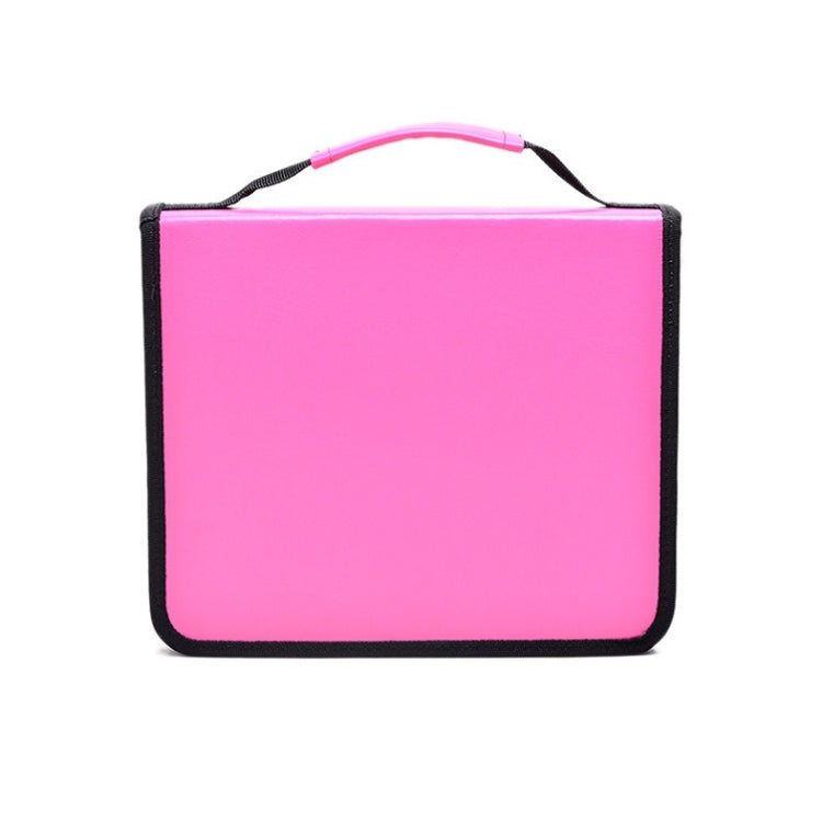Solid Color Large Capacity 150 Hole Square PU Pencil Case, Black, Purple, Rose Red