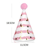 20 PCS Cute Children Bronzing Birthday Hats Cake Baking Decoration Party Hats, Cats, Unicorn, Wave Point, Daisy, Happy Birthday, Star & Moon Bronzing, Golden Ball Cap Happy Birthday, Golden Ball Cap 2 Monster, Golden Ball Cap Spaceman                  ...