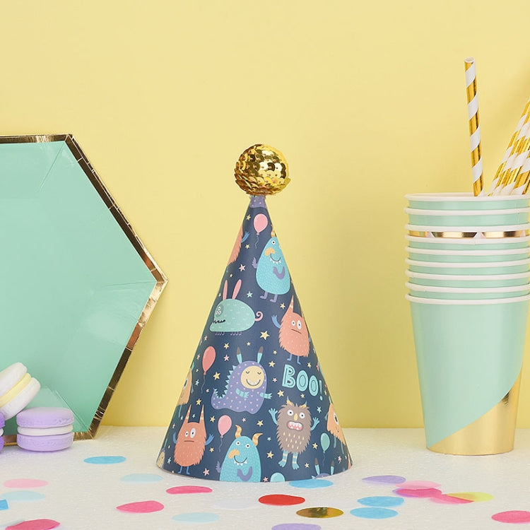 20 PCS Cute Children Bronzing Birthday Hats Cake Baking Decoration Party Hats, Cats, Unicorn, Wave Point, Daisy, Happy Birthday, Star & Moon Bronzing, Golden Ball Cap Happy Birthday, Golden Ball Cap 2 Monster, Golden Ball Cap Spaceman                  ... Golden Ball Cap 2 Monster