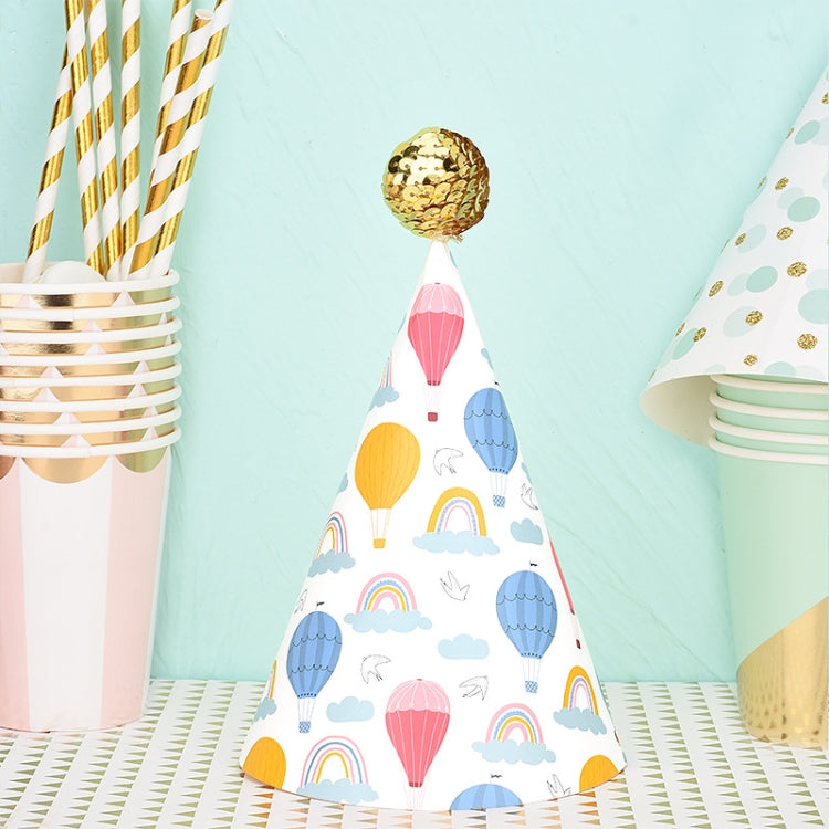 20 PCS Cute Children Bronzing Birthday Hats Cake Baking Decoration Party Hats, Cats, Unicorn, Wave Point, Daisy, Happy Birthday, Star & Moon Bronzing, Golden Ball Cap Happy Birthday, Golden Ball Cap 2 Monster, Golden Ball Cap Spaceman                  ... Hot Air Balloon