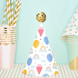 20 PCS Cute Children Bronzing Birthday Hats Cake Baking Decoration Party Hats, Cats, Unicorn, Wave Point, Daisy, Happy Birthday, Star & Moon Bronzing, Golden Ball Cap Happy Birthday, Golden Ball Cap 2 Monster, Golden Ball Cap Spaceman                  ... Hot Air Balloon