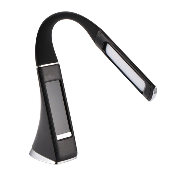 U2 5W 3-Level Dimmable LED Leather Texture Desk Lamp With Temperature/Clock/Calendar Display, Black