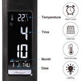 U2 5W 3-Level Dimmable LED Leather Texture Desk Lamp With Temperature/Clock/Calendar Display, Black