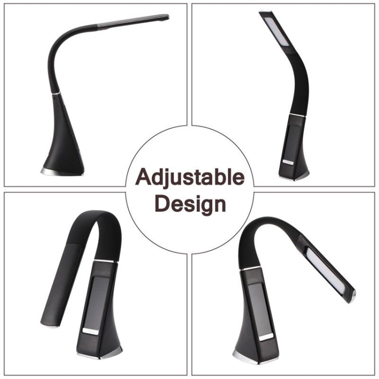 U2 5W 3-Level Dimmable LED Leather Texture Desk Lamp With Temperature/Clock/Calendar Display, Black