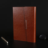 Business Notebook Imitation Leather PU Tri-Fold Loose-Leaf Notepad, A5