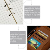 Business Notebook Imitation Leather PU Tri-Fold Loose-Leaf Notepad, A5
