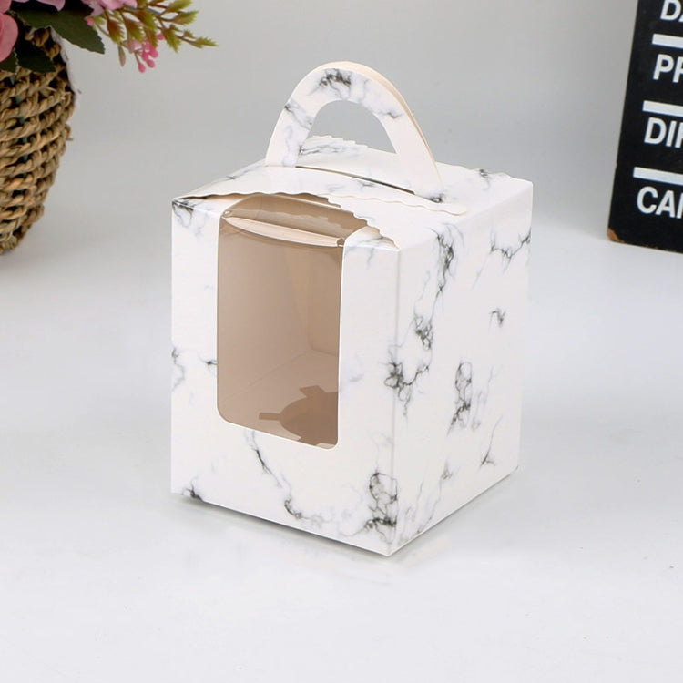 30 PCS Transparent Window 1 Piece Cardboard Portable Cup Cake Box Mousse Pastry Box, White, Gold, Marble, Cowhide Color, Blue, Black, Pink, Green, Red Marble