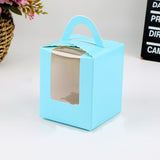 30 PCS Transparent Window 1 Piece Cardboard Portable Cup Cake Box Mousse Pastry Box, White, Gold, Marble, Cowhide Color, Blue, Black, Pink, Green, Red Blue