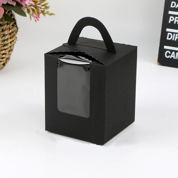 30 PCS Transparent Window 1 Piece Cardboard Portable Cup Cake Box Mousse Pastry Box, White, Gold, Marble, Cowhide Color, Blue, Black, Pink, Green, Red Black