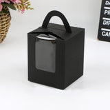 30 PCS Transparent Window 1 Piece Cardboard Portable Cup Cake Box Mousse Pastry Box, White, Gold, Marble, Cowhide Color, Blue, Black, Pink, Green, Red Black