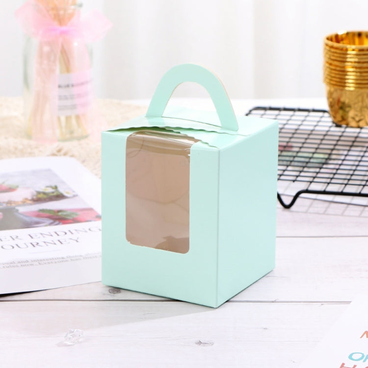 30 PCS Transparent Window 1 Piece Cardboard Portable Cup Cake Box Mousse Pastry Box, White, Gold, Marble, Cowhide Color, Blue, Black, Pink, Green, Red Green