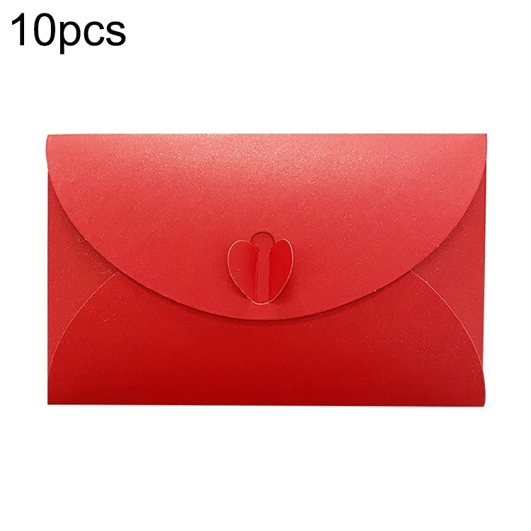 10pcs Love Buckle Pearl Paper Hot Stamping Envelope Invitation Letter Red