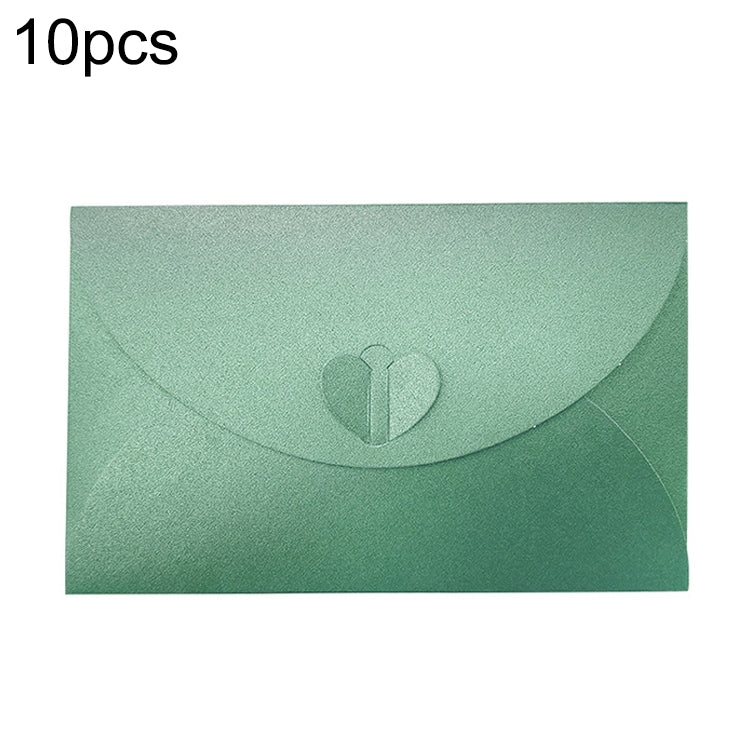 10pcs Love Buckle Pearl Paper Hot Stamping Envelope Invitation Letter Dark Green