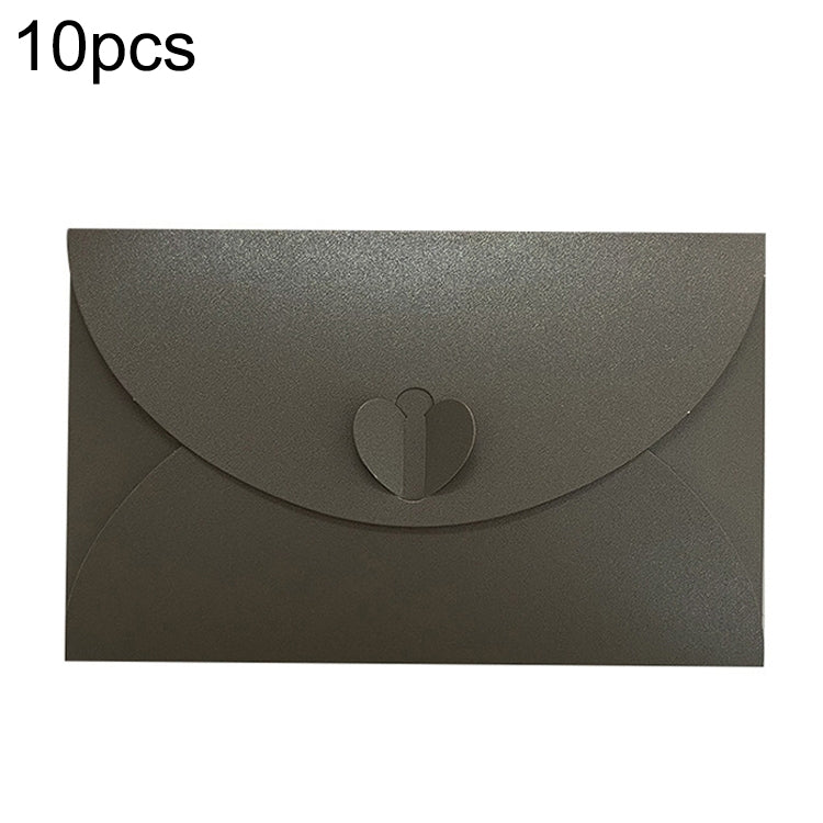 10pcs Love Buckle Pearl Paper Hot Stamping Envelope Invitation Letter Carbon Black