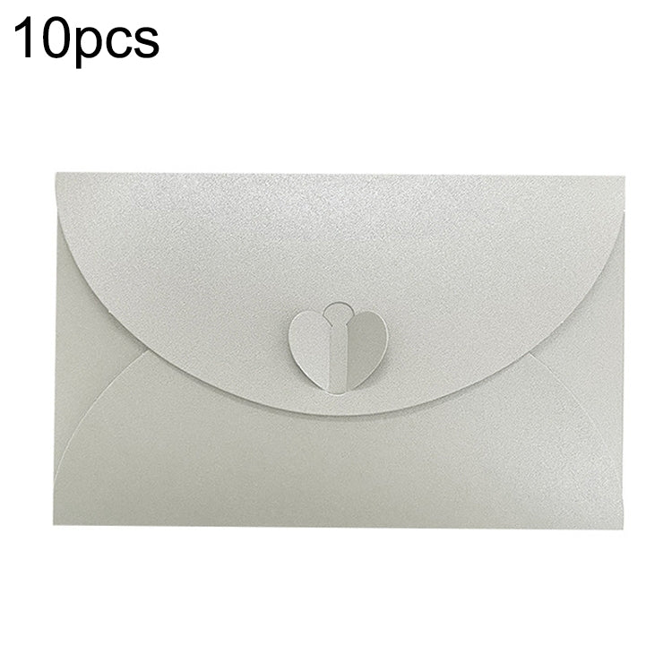 10pcs Love Buckle Pearl Paper Hot Stamping Envelope Invitation Letter Silver