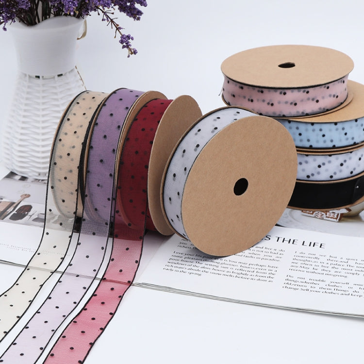 Transparent Snow Dots Yarn Ribbon Gift Box Packaging Material, 2.5cm, 4cm