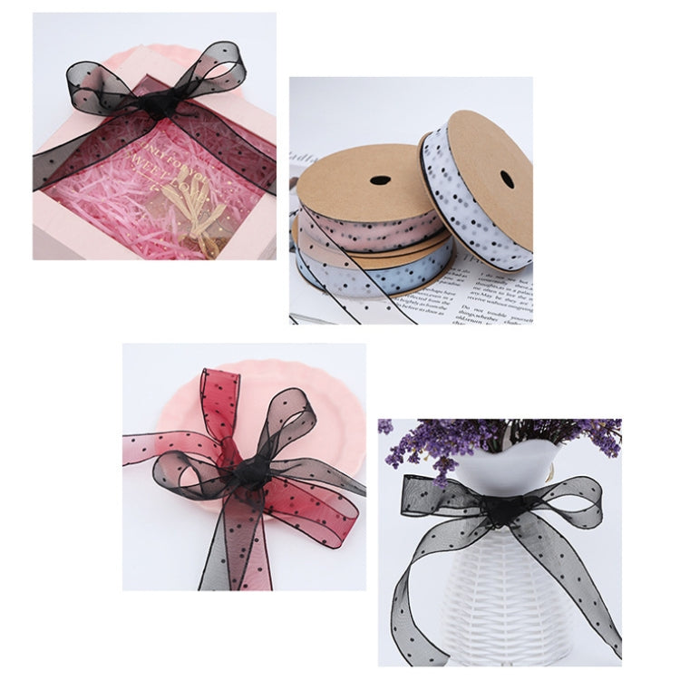 Transparent Snow Dots Yarn Ribbon Gift Box Packaging Material, 2.5cm, 4cm