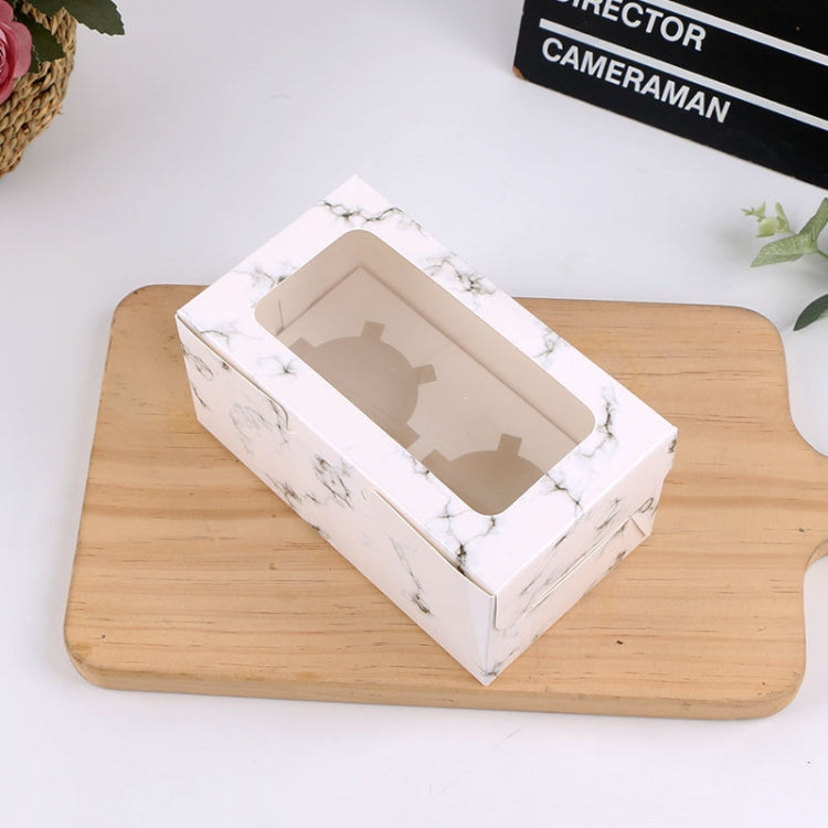 25 PCS Window Cupcake Packaging Box Muffin Cake Box With Inner Support, 2 In One (White), 2 In One (Marble), 2 In One (Kraft Paper), 4 In One (White), 4 In One (Marble), 4 In One (Kraft Paper), 6 In One (White), 6 In One (Marble), 6 In One (Kraft Paper) 2 In One (Marble)