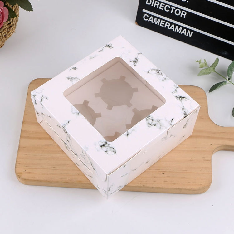 25 PCS Window Cupcake Packaging Box Muffin Cake Box With Inner Support, 2 In One (White), 2 In One (Marble), 2 In One (Kraft Paper), 4 In One (White), 4 In One (Marble), 4 In One (Kraft Paper), 6 In One (White), 6 In One (Marble), 6 In One (Kraft Paper) 4 In One (Marble)