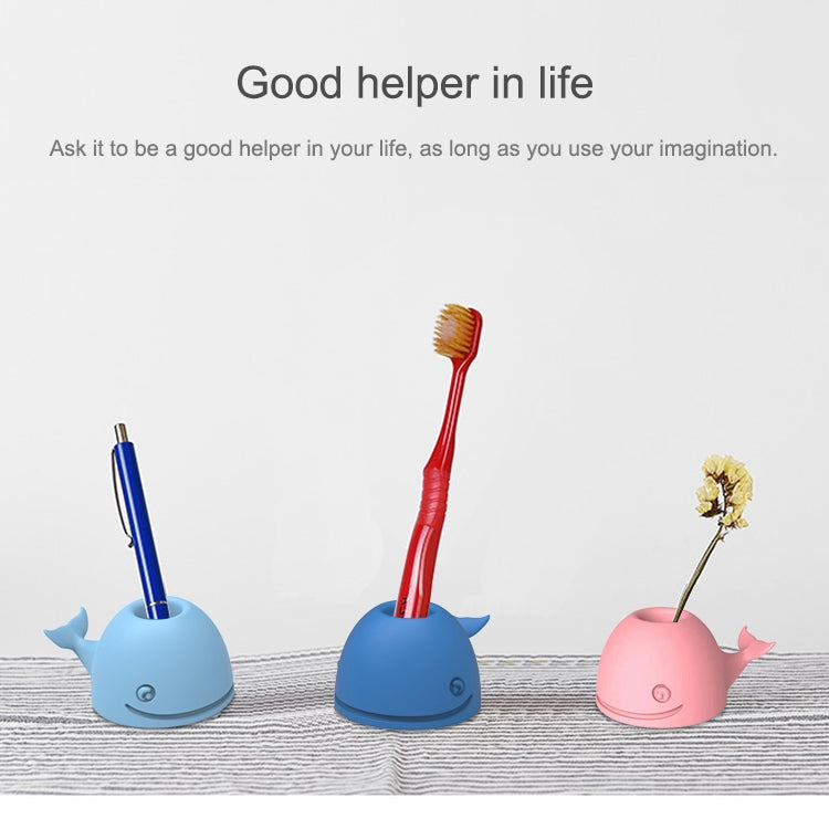 3 PCS Silicone Whale Toothbrush Holder Desktop Office Pen Holder, Pink, Dark Blue, Light Blue