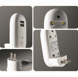 Remote Control Timer Dimming Night Light Bedroom Socket LED Wall Light, CN Plug, Dual-USB