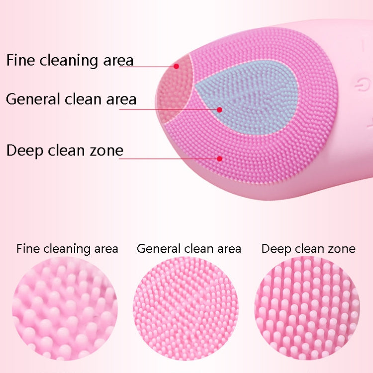 Ultrasonic Vibration Facial Cleansing Apparatus Multifunctional Electric Facial Washing Brush, Green (With Heating Function), Red (With Heating Function), Blue (With Heating Function), Pink (With Heating Function)