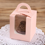 50 Pieces Muffin Cup Cake Box Portable Window Cake Packaging Box, Light Green, Pink, Light Blue, White