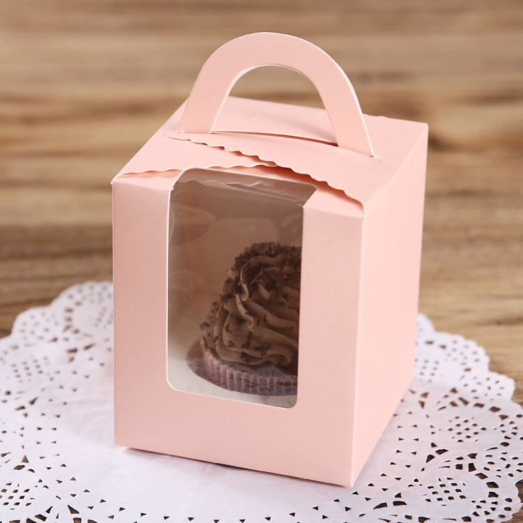 50 Pieces Muffin Cup Cake Box Portable Window Cake Packaging Box, Light Green, Pink, Light Blue, White