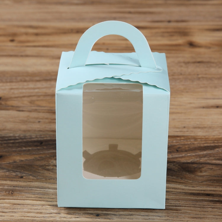 50 Pieces Muffin Cup Cake Box Portable Window Cake Packaging Box, Light Green, Pink, Light Blue, White