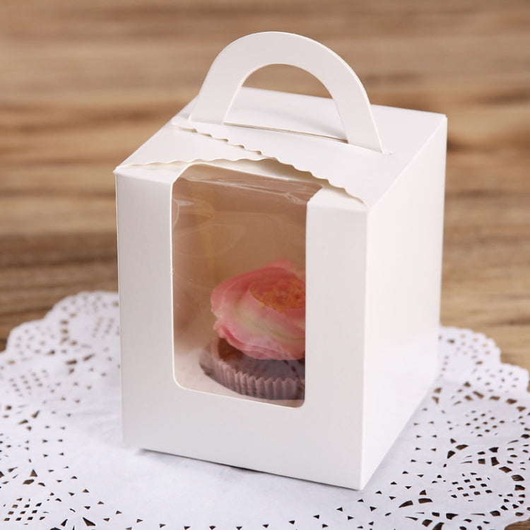 50 Pieces Muffin Cup Cake Box Portable Window Cake Packaging Box, Light Green, Pink, Light Blue, White
