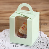 50 Pieces Muffin Cup Cake Box Portable Window Cake Packaging Box, Light Green, Pink, Light Blue, White