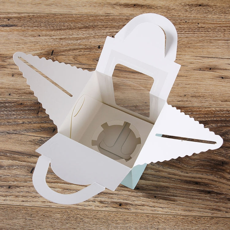 50 Pieces Muffin Cup Cake Box Portable Window Cake Packaging Box, Light Green, Pink, Light Blue, White