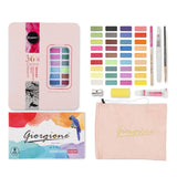 36 Colors Solid Watercolor Paint Children Sketch Watercolor, Black Tin Box, Blue, Pink, Black