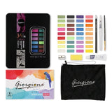 36 Colors Solid Watercolor Paint Children Sketch Watercolor, Black Tin Box, Blue, Pink, Black