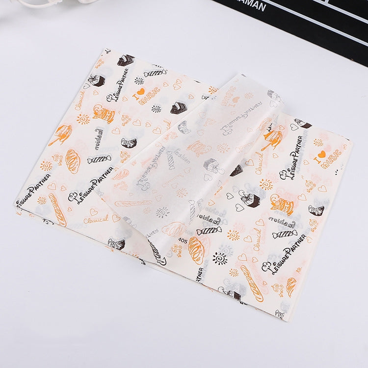 100 Sheets / Pack Cake Greaseproof Paper Baking Packaging Plate Paper Hamburger Paper, Colour: Classical Newspaper, Classical Newspaper, Color Pastry, Orange Tower, White English, Coffee English, Wheat English, Pure White, Thick Kraft Paper, Gray Tower Color Pastry