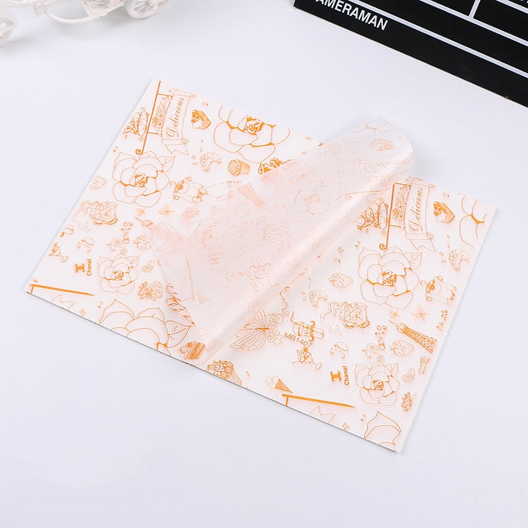 100 Sheets / Pack Cake Greaseproof Paper Baking Packaging Plate Paper Hamburger Paper, Colour: Classical Newspaper, Classical Newspaper, Color Pastry, Orange Tower, White English, Coffee English, Wheat English, Pure White, Thick Kraft Paper, Gray Tower Orange Tower
