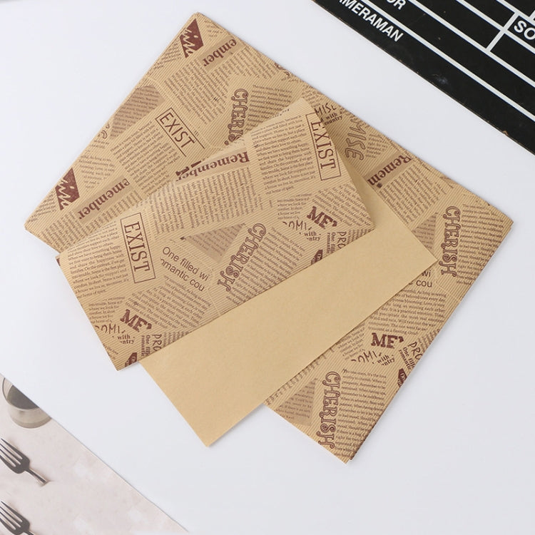 100 Sheets / Pack Cake Greaseproof Paper Baking Packaging Plate Paper Hamburger Paper, Colour: Classical Newspaper, Classical Newspaper, Color Pastry, Orange Tower, White English, Coffee English, Wheat English, Pure White, Thick Kraft Paper, Gray Tower Thick Kraft Paper