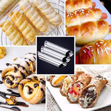20 PCS Oblique Double-Head Stainless Steel Large Spiral Tube Non-Stick Croissant Mold Croissant Tool, 20 PCS Croissant Tool
