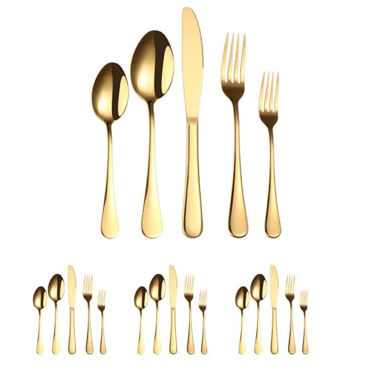 20 in 1 Stainless Steel Cutlery Steak Cutlery Set, True Color, Golden, Rose Gold, Colorful, Black Golden