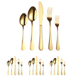 20 in 1 Stainless Steel Cutlery Steak Cutlery Set, True Color, Golden, Rose Gold, Colorful, Black Golden