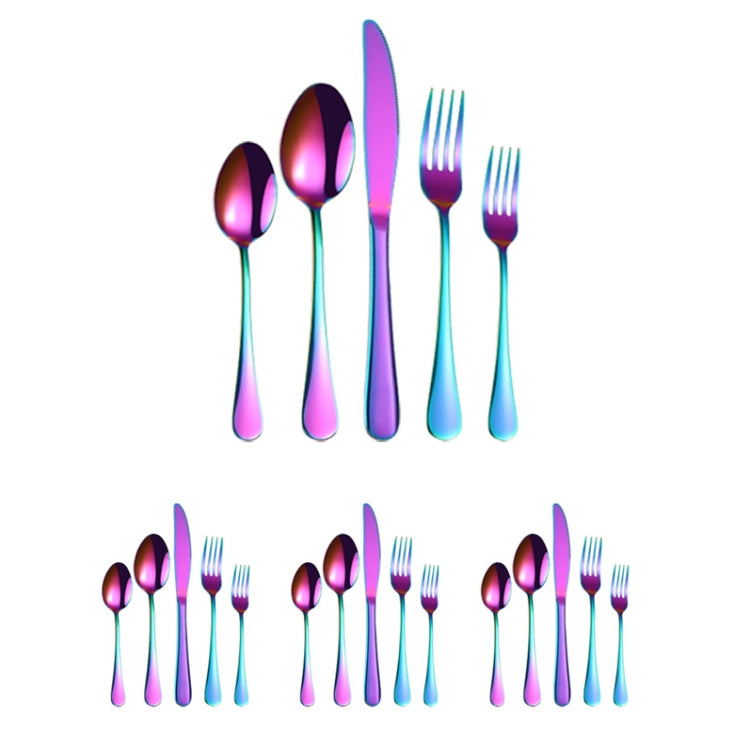 20 in 1 Stainless Steel Cutlery Steak Cutlery Set, True Color, Golden, Rose Gold, Colorful, Black Colorful