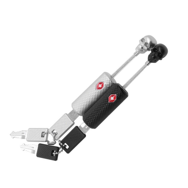 Customs Lock Wire Rope Padlock Skull Customs Code Lock, Black, Silver