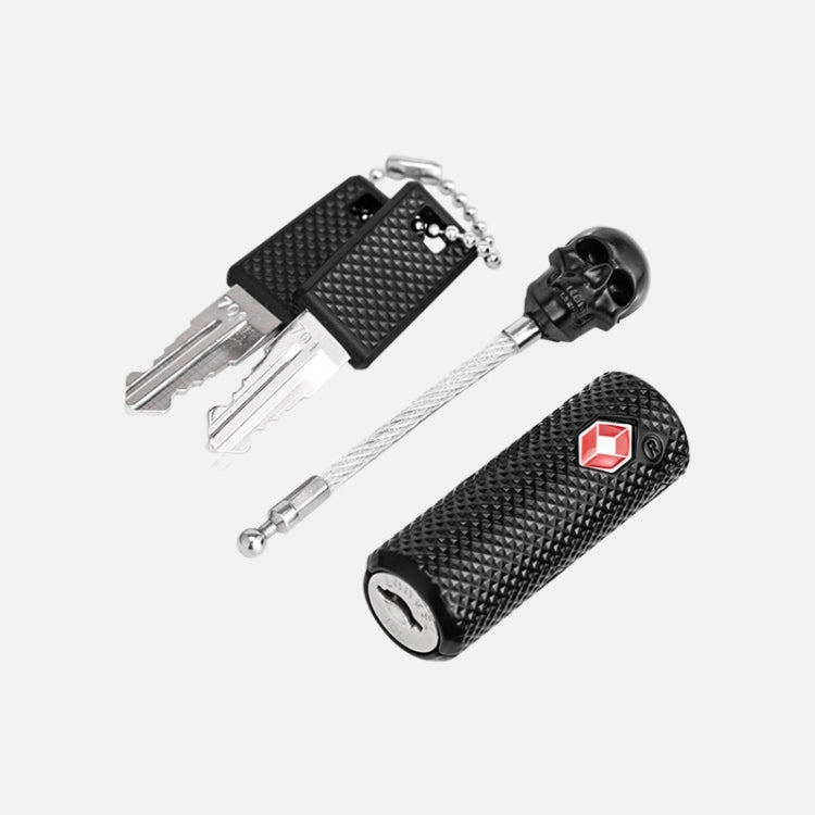 Customs Lock Wire Rope Padlock Skull Customs Code Lock, Black, Silver