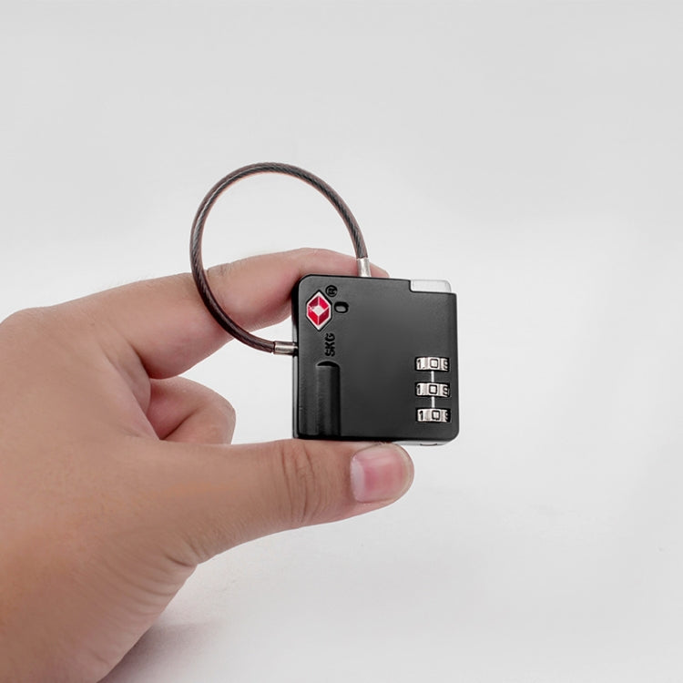 TSA Customs Combination Lock Anti-Theft Wire Padlock, Black, Silver, Red