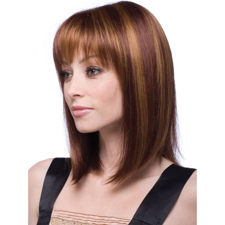 Women Medium Long Style Straight Hair Headgear, Brown, Light Gold Brown