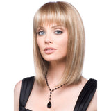 Women Medium Long Style Straight Hair Headgear, Brown, Light Gold Light Gold